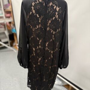 Jessica Howard Black Lace Long Sleeve Dress